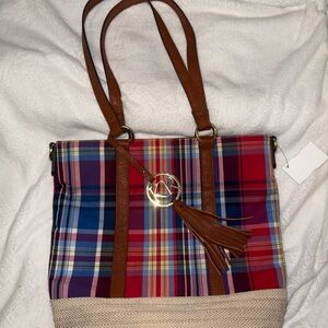 Kim Rogers Plaid Tote Bag